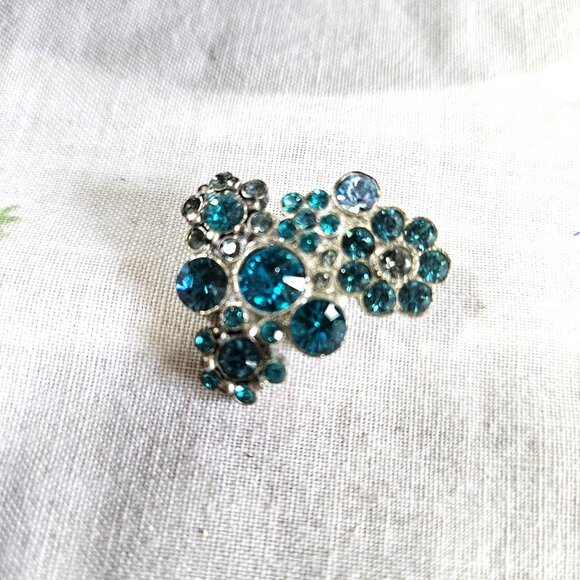 Pilgrim Blue Floral Crystal Brooch - Picture 2 of 6